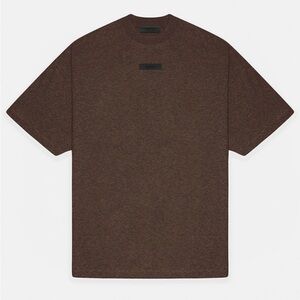 AUTHENTIC FEAR OF GOD ESSENTIALS HEAVY CREWNECK T-SHIRT LARGE L HEATHER WOOD NEW